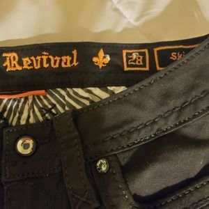 Rock Revival Mega Bling Skinny Jeans Black Rhinestone 28